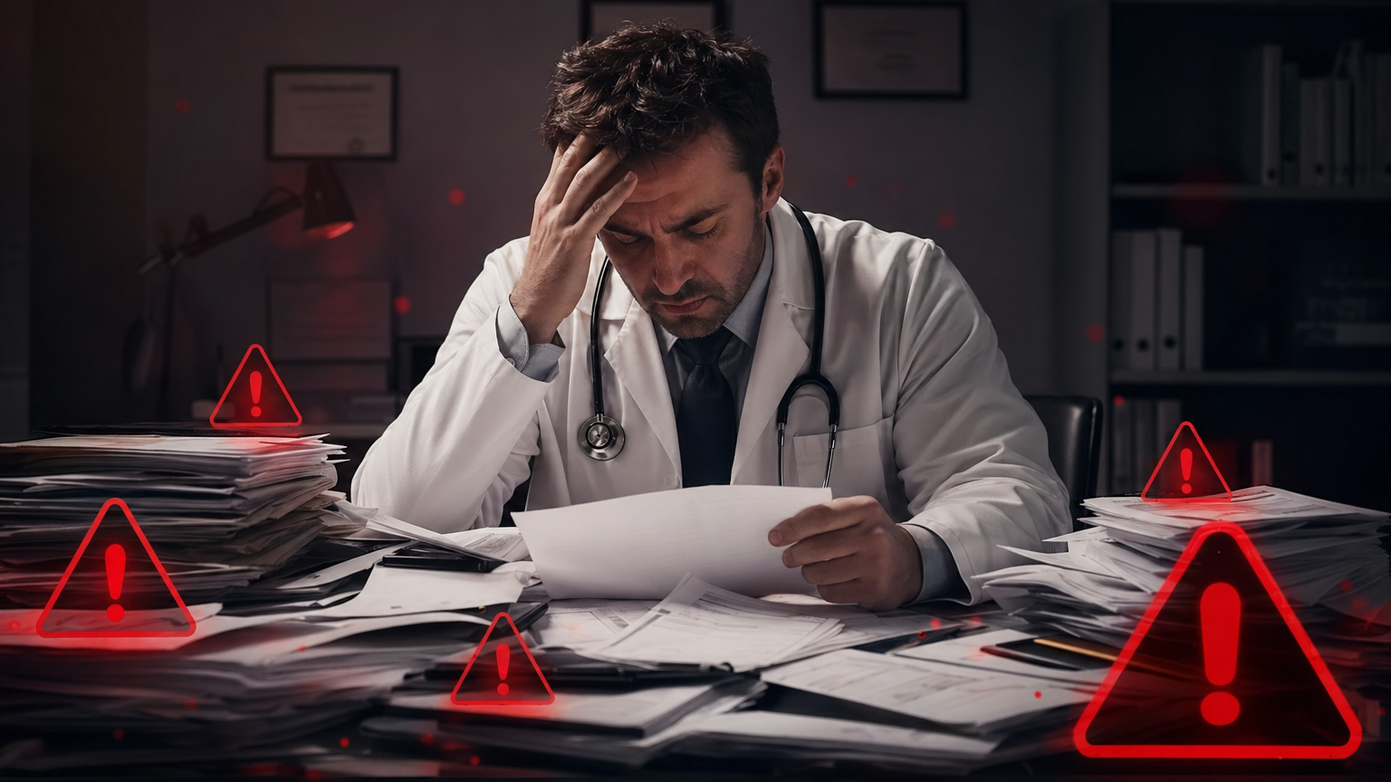 Médico sobrecarregado com burocracia